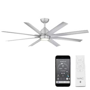 MochaXL 66 in. 3000K Integrated LED Indoor/Outdoor Brushed Aluminum Smart Compatible Ceiling Fan w/Light Kit and Remote