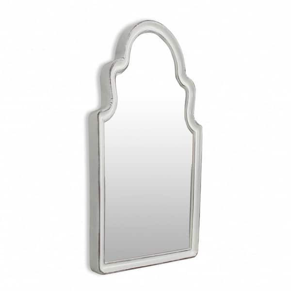 HomeRoots 14.25 in. x 24 in. Classic Irregular Framed White Vanity Mirror