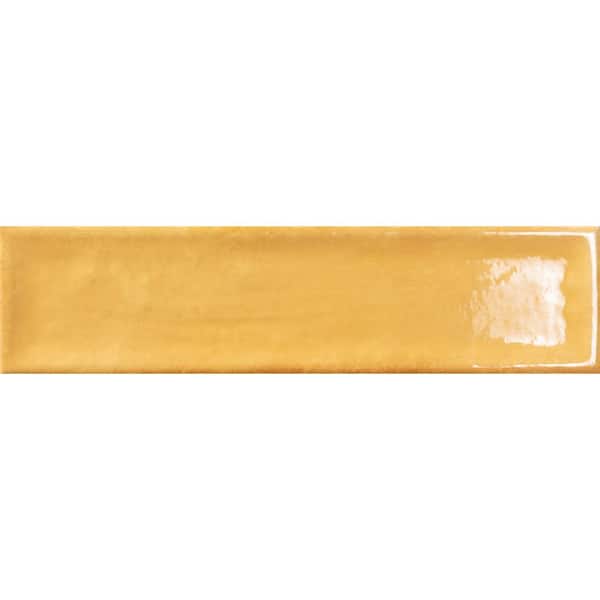 EMSER TILE Raku Mustard 2.95 in. x 11.81 in. Glossy Brick Look Ceramic Wall Tile (6.05 sq. ft./Case)