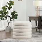 Jennifer Taylor Bridge Ivory White Polyester and Acrylic Blend Boucle  Arched Small Footstool Ottoman 84490-MBW-MY - The Home Depot