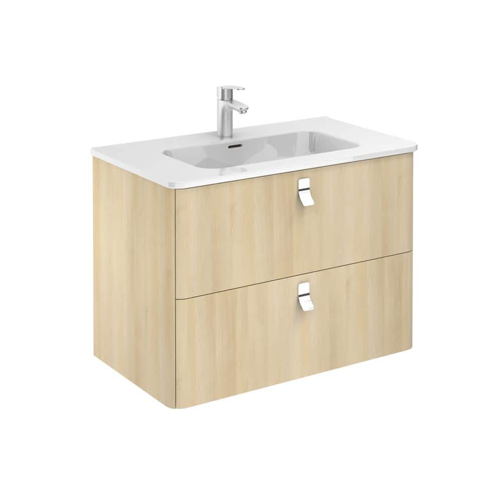 WS Bath Collections Concert 32 in. W x 18 in. D x 23 in. H Bathroom Vanity Unit in Nordic Oak with Vanity Top and Basin in White -  CONCERT 80 NO