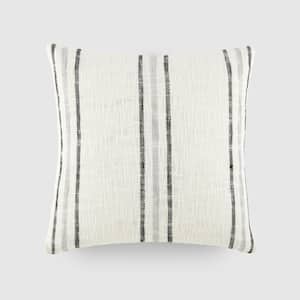 Yarn-Dyed Cotton Decor 20 in. x 20 in. Throw Pillow in Gray Framed Stripe