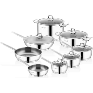 14-Piece Stainless Steel Assorted Cookware Set with Glass Lids
