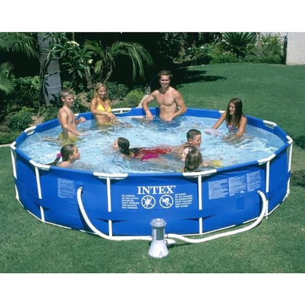 Intex 28211EH 12 ft. Round x 30 in. D Metal Frame Above Ground Pool with 530 GPH Filter Pump - 3