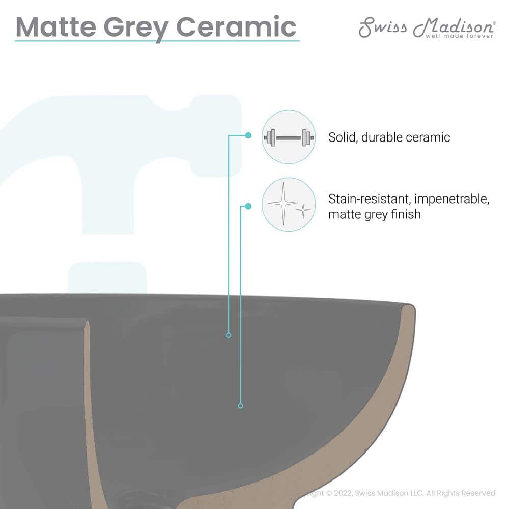Claire 20" Matte Gray Ceramic Vessel Bathroom Sink