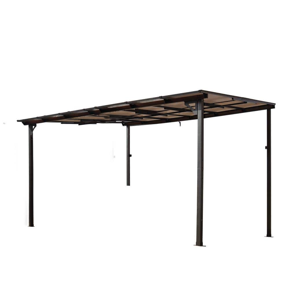 14 ft. x 10 ft. Polycarbonate Outdoor Wall-Mounted Gazebo Pergola Patio Gaz