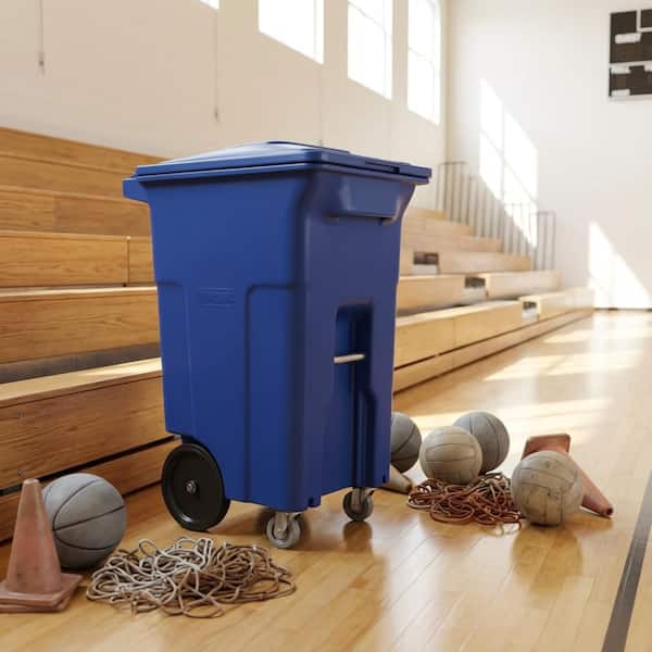 Toter 64 Gal. Blue Trash Can with Wheels and Lid (2 caster wheels