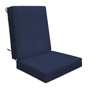 Outdoor Highback Dining Chair Cushion Textured Solid Indigo Blue