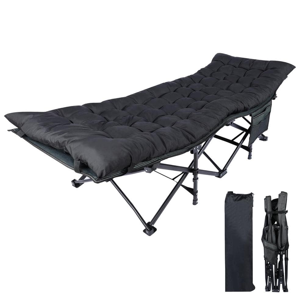 Outdoor Foldable Retractable Travel Camping Cot with Portable Bag and Cushi