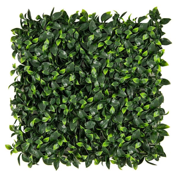 12-Piece 20 in. x 20 in. Green Artificial PE Topiary Gardenia Shrub Grass Hedge Panels