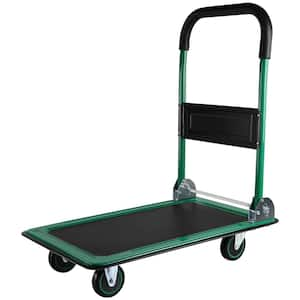 360 lbs. Capacity Easy-Move Foldable Push Cart with 2 × Fixed and Wheels 2 × 360° Wheels