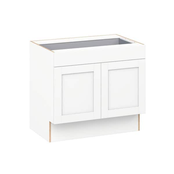 Milton 36 in W x 24 in D x 32.5 in. H Assembled Shaker Accessible ADA Base Kitchen Cabinet in Bright White with Drawer