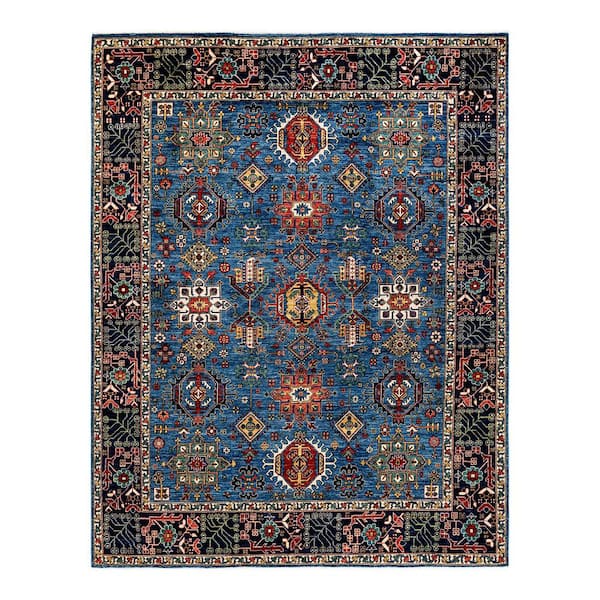 Solo Rugs Light Blue 7 ft. 11 in. x 10 ft. 0 in. Serapi One-of-a-Kind Hand-Knotted Area Rug