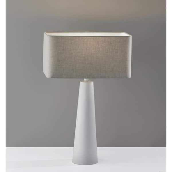 HomeRoots 25.5 in. White Standard Light Bulb Bedside Table Lamp