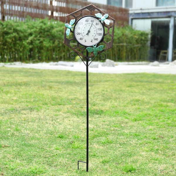 Outdoor Thermometer Metal Sun Garden Stake Outside Thermometer For Patio,  Yard And Garden, - Temu