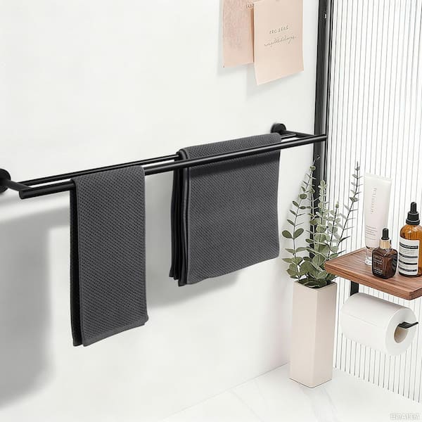 BANOLUX 36-Inch Single Towel Bar - Matte Black Stainless Steel Bathroom Towel Rack (SUS304, Wall Mounted) - View #10