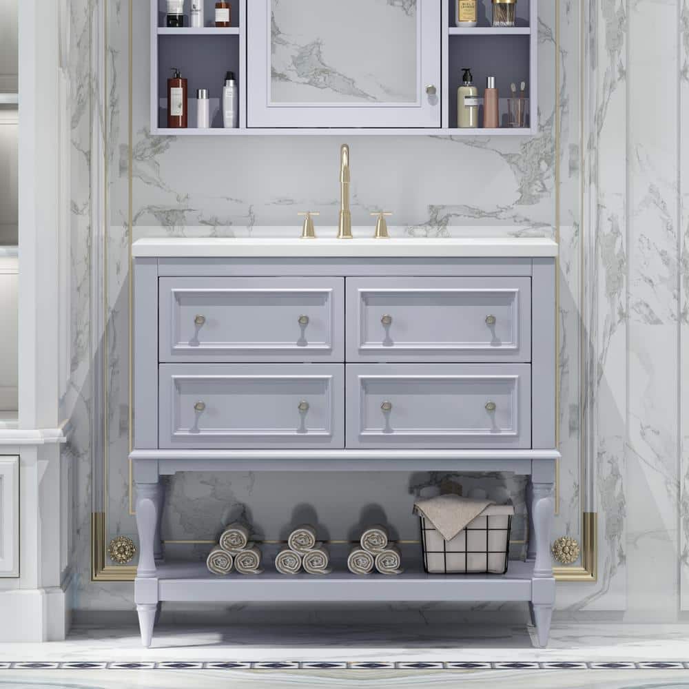 36 in. W x 18 in. D x 34 in. H Single Sink Freestanding Bath Vanity in Blue