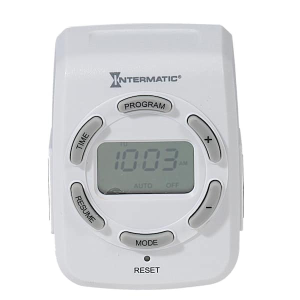 15 Amp 7-Day Indoor Plug-In Heavy-Duty Digital Timer with Two 3-Prong Plugs, White