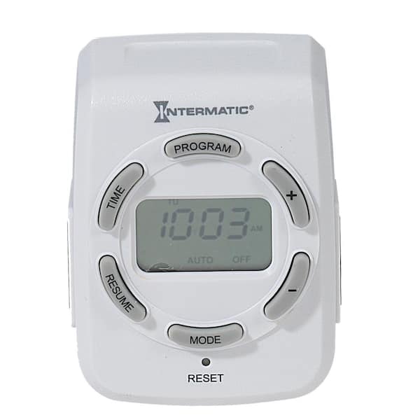 Intermatic 15 Amp 7-Day Indoor Plug-In Heavy-Duty Digital Timer with Two 3-Prong Plugs, White