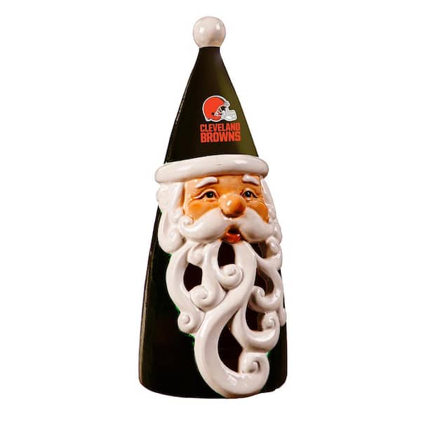 Team Sports America Cleveland Browns Alternate Santa LED Christmas Garden Statuary, 8 in.