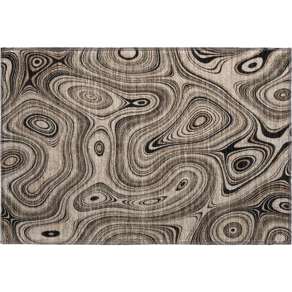 Mayfield Premium Machine Washable Abstract AMF2097 Beige 2 ft. x 3 ft. Accent Rug