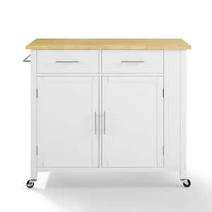 Savannah White with Wood Top Full-Size Kitchen Island