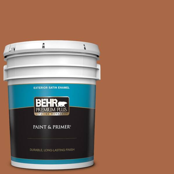 BEHR PREMIUM PLUS 5 gal. #PPU3-16 Maple Glaze Satin Enamel Exterior Paint & Primer
