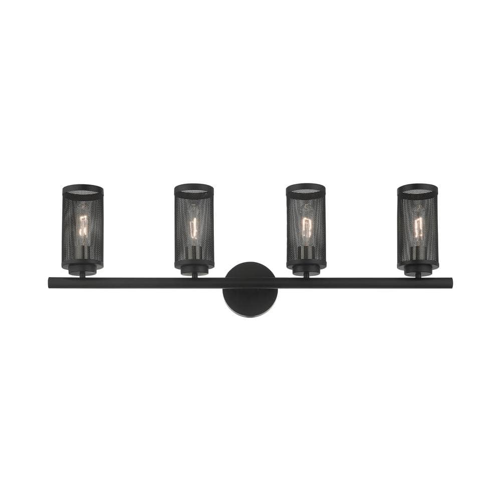 Industro Sleek 4-Light Black and Brushed Nickel Outdoor Vanity Sconce