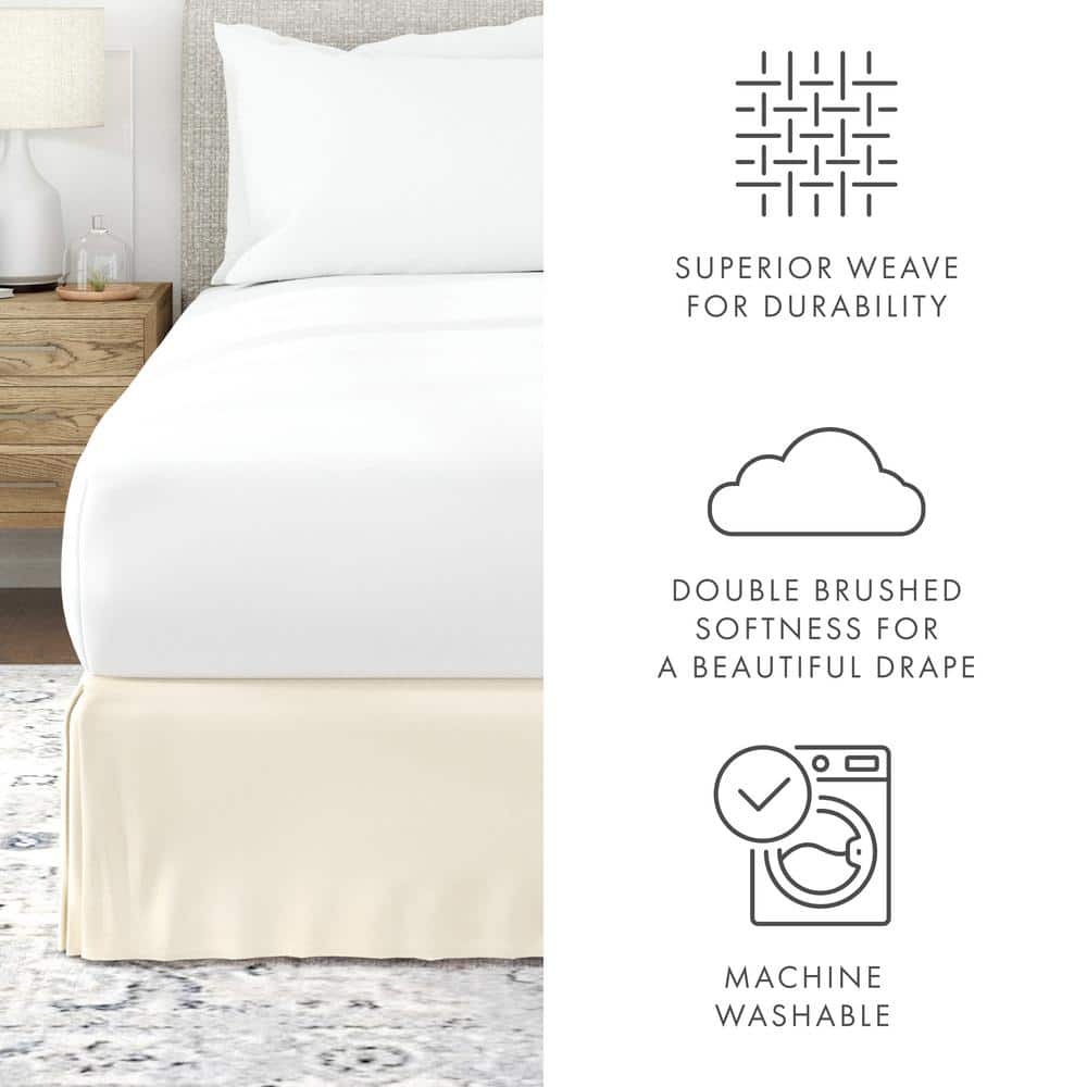 Ivory Full Cotton Polyester Pleated Bed Skirt Panel