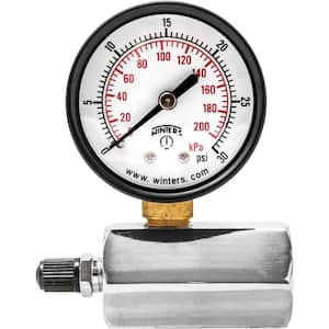 PETG Series 2 in. Gas Test Pressure Gauge with Test Valve Adapts to 3/4 in. FNPT and Range of 0-30 psi/kPa