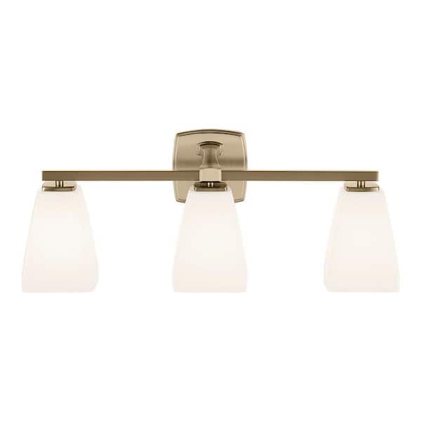 Marant 23.75 in. 3-Light Vanity Light with Opal Glass in Champagne Bronze