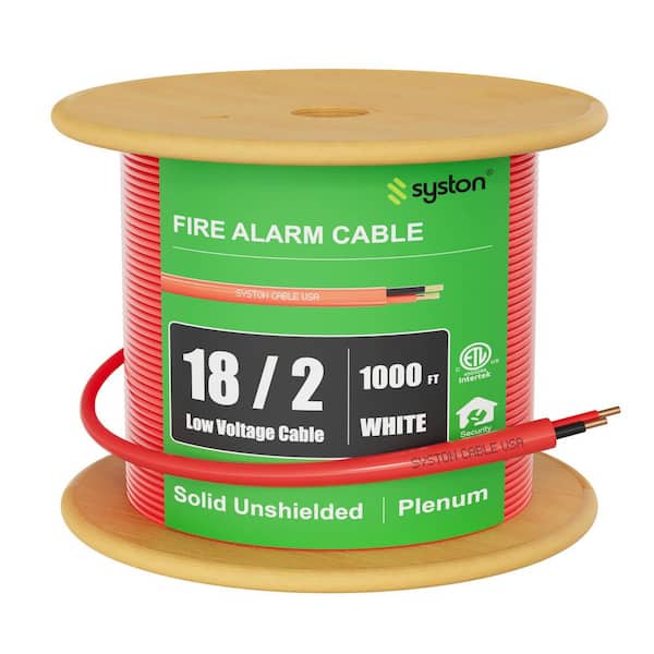 1000 ft. 18 / 2 Red FPLP Copper Fire Alarm Wire for Smoke Detectors Burglar Security Indoor/Outdoor Use UV Resistant