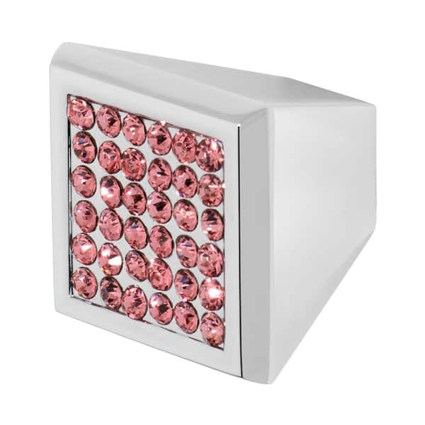 Wisdom Stone Marilyn 1 in. Chrome with Pink Crystal Cabinet Knob