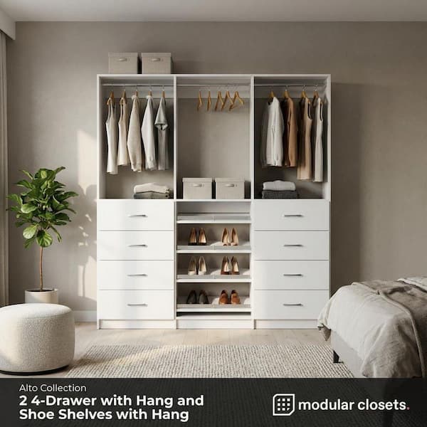 MODULAR CLOSETS Alto 75 in. W White Tower System 2 4-Drawer with