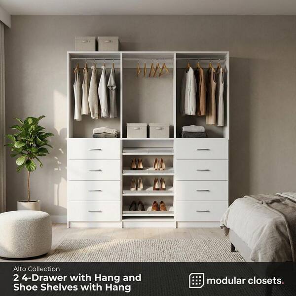 MODULAR CLOSETS Alto 75 in. W White Tower System Shaker 2 4-Drawer