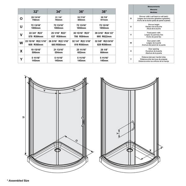 Have a question about OVE Decors Breeze 36in. L x 36in. W x 76.97 in. H  Corner Shower Kit with Frosted Framed Sliding Door in Satin Nickel and Shower  Pan? - Pg