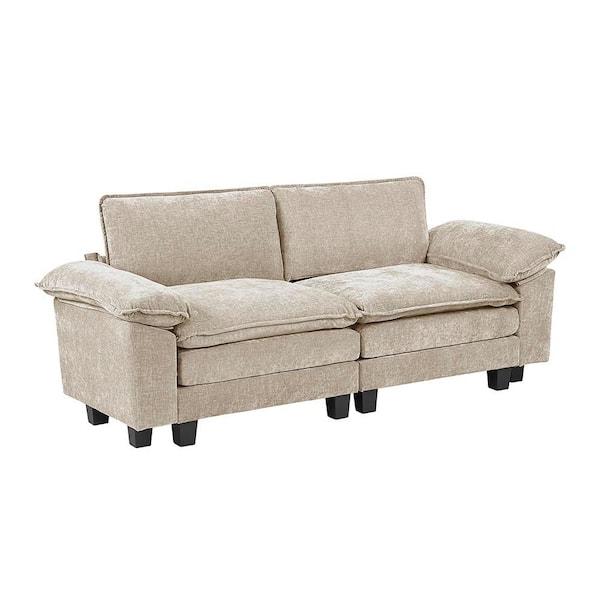 Bennett 87 in W Taupe Chenille Upholstery 2-Seater Loveseat