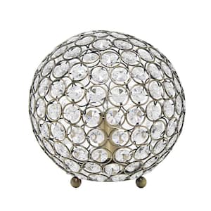 8 in. Antique Brass Elipse Medium Contemporary Metal Crystal Round Sphere Glamourous Orb Table Lamp