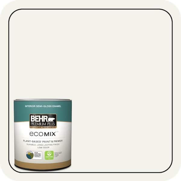 1 qt. Home Decorators #HDC-MD-08 Whisper White Semi-Gloss Enamel EcoMix Plant-Based Interior Paint & Primer