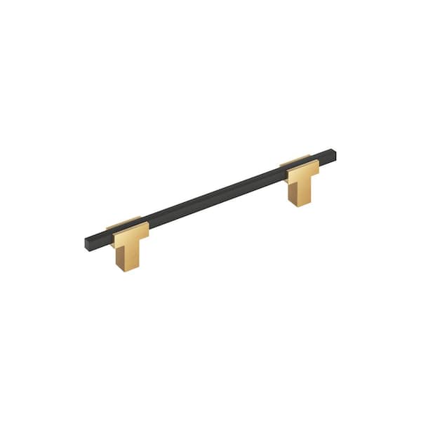 Urbanite 6-5/16 in. (160mm) Center-to-Center Modern Champagne Bronze/Matte Black Bar Cabinet Pull