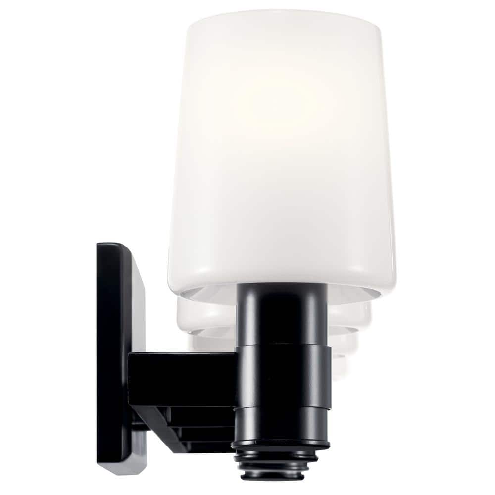 Adani 4-Light Black and Opal Glass Vanity Light