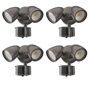 2-Head Bronze Motion Activated Outdoor Integrated LED Security Flood Light 1200 to 2400 Lumens Boost 3 CCT (4-Pack)