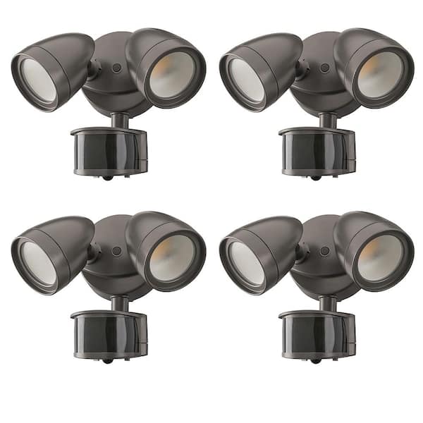 ETi 2-Head Bronze Motion Activated Outdoor Integrated LED Security Flood Light 1200 to 2400 Lumens Boost 3 CCT (4-Pack)