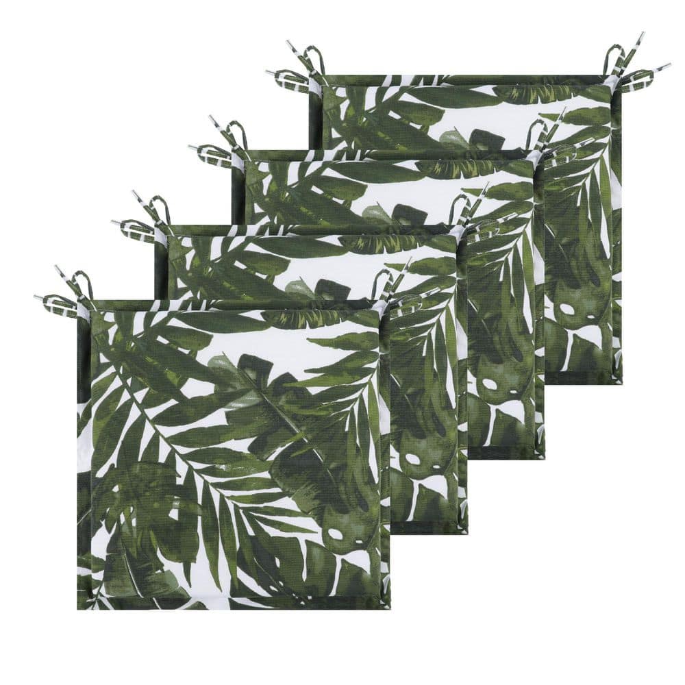15 in. x 15 in. Palm Green Square Outdoor Patio Seat Cushion Replacement Se