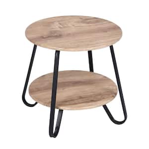 Bernadette 18.1 in. W Oak 17.7 Round Particle Board End Table with 1-Piece