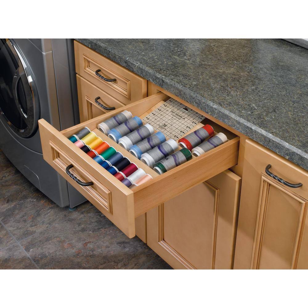 Natural Maple 3-Tier Wooden Spice Drawer Organizer Insert