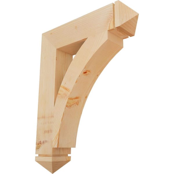 Ekena Millwork 5.5 in. x 36 in. x 28 in. Douglas Fir Thorton Arts and Crafts Smooth Bracket