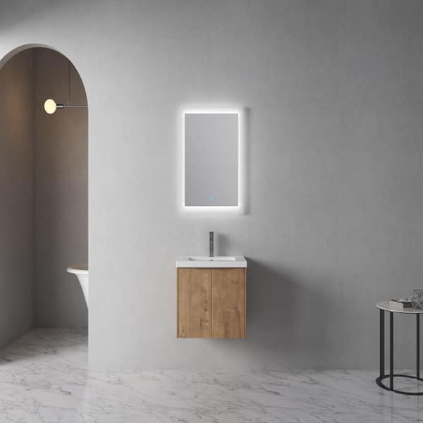 Xspracer Victoria 24 in. W x 18 in. D x 19 in. H Floating Single Sink Bath Vanity in Wood with White Acrylic Top and Cabinet