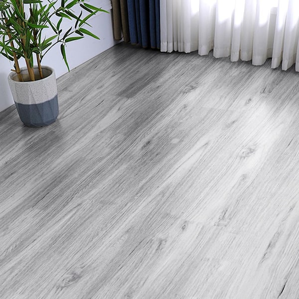 Peel & Stick Vinyl Floor Tiles 36 x 6 in. Gray Flooring Wear Layer Thickness: 0.15 mm/6 mil Coverage Area: 29² ft./box