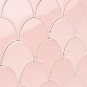 Beta Rose 5 in. x 0.39 in. Scallop Polished Ceramic Tile Sample